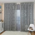 1 Panel Simple Gray Cut Flower Hollow Leaf Gauze Curtain Rod Pocket
