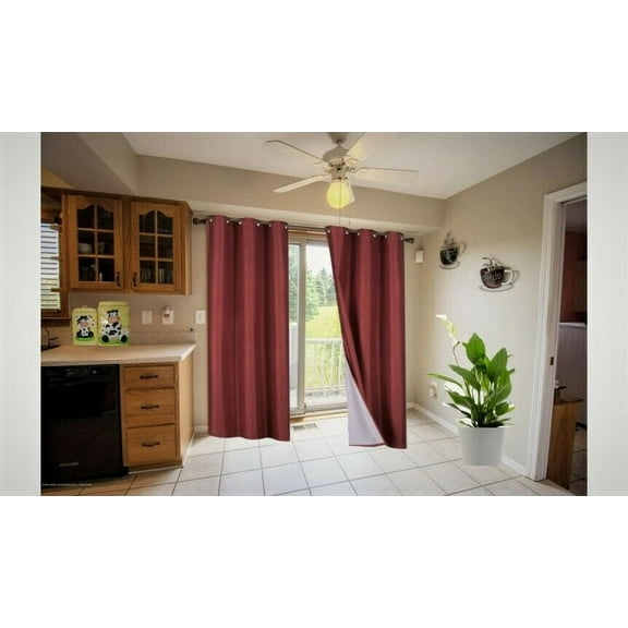 1 Panel Solid Plain Thermal Foam Lined Blackout Heavy Thick Window Curtain Drapes Silver Grommest (Burgundy , 108" LENGTH) Noa 3 Layered