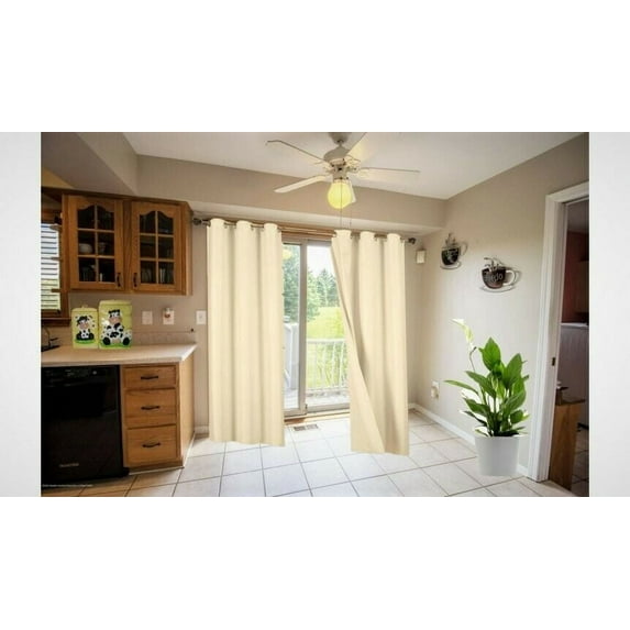 1 Panel Solid Plain Thermal Foam Lined Blackout Heavy Thick Window Curtain Drapes Silver Grommest (Ivory, 108" LENGTH) Noa 3 Layered