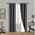 thumbnail image 1 of 1 Panel Solid Plain Thermal Foam Lined Blackout Heavy Thick Window Curtain Drapes Silver Grommets ( Charcoal , 63" Length ) NOA 3 Layered, 1 of 3