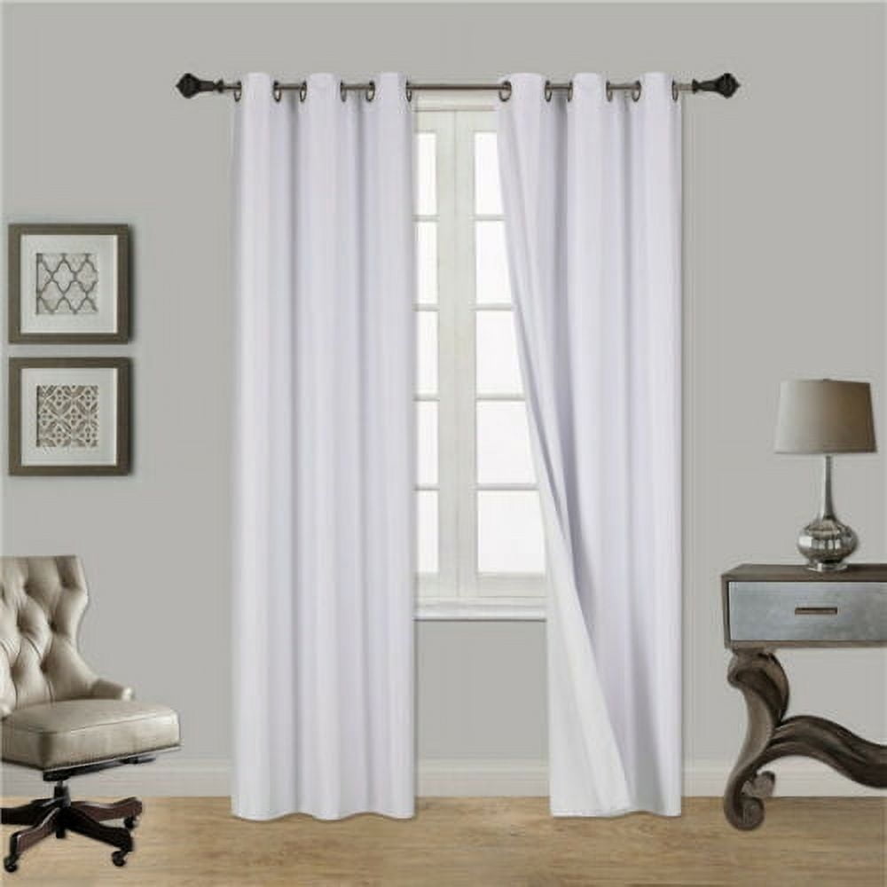 1 Panel Solid Plain Thermal Foam Lined Blackout Heavy Thick Window Curtain Drapes Silver Grommets ( White , 63" Length ) NOA 3 Layered