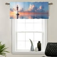 thumbnail image 1 of 1 Panel Sunset Ocean Kitchen Valance Curtains for Windows, Lighthouse Coastal Nautical Window Treatment Rod Pocket Drapes Valances for Bathroom, 54" X 18", 1 of 6