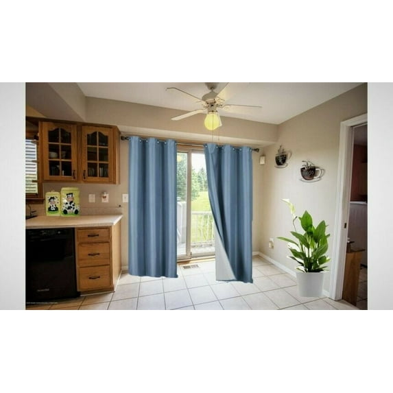 1 Panel Thermal Foam Lined Blackout Heavy Thick Window Curtain Drapes Silver Grommest Slate Blue, 84" Length Noa 3 Layered