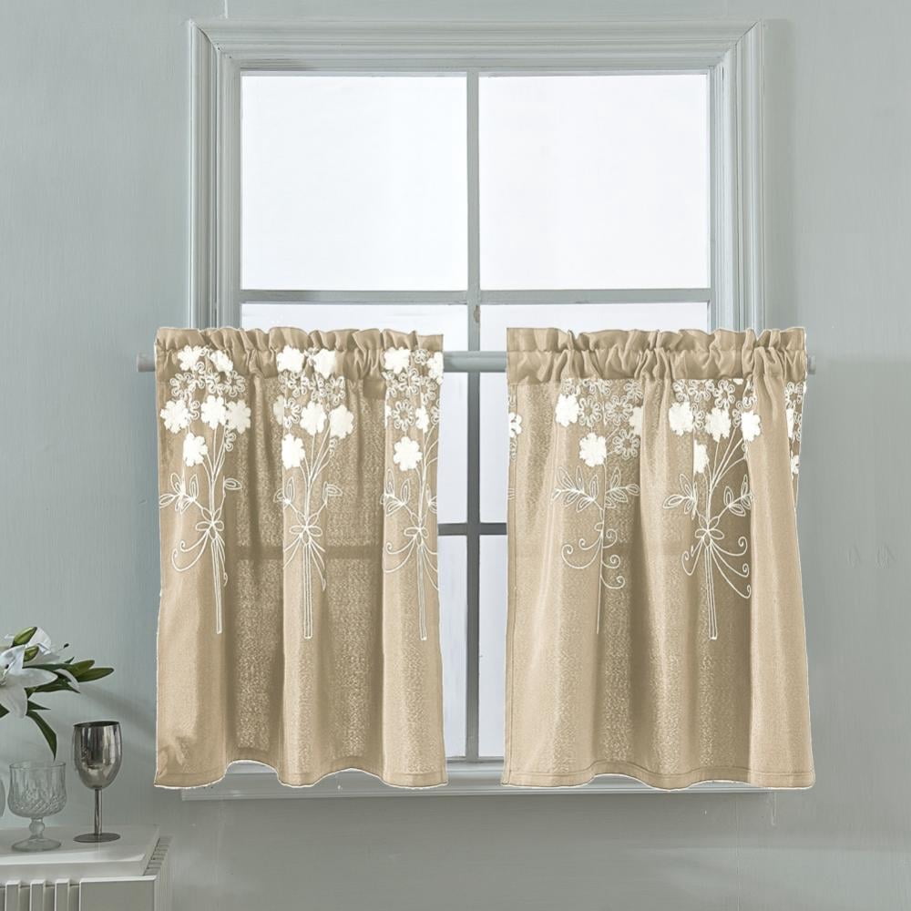 1 Panel Tiers Small Window Treatment Curtain Insulated Blackout Drape Short Panel for Kitchen ...