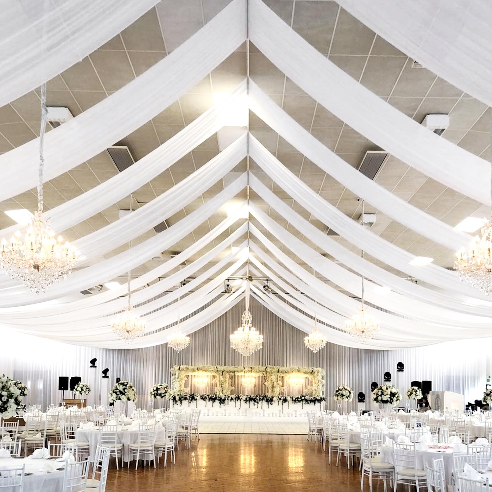 1 Panel White Ceiling Drapes for Wedding Ceiling Drapes 5ftx40ft