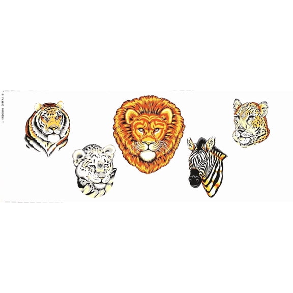 1 Panel - Wild Safari Animals Cotton Fabric Quilt Panel - Lion Zebra Tiger (Great for Quilting, Sewing, Craft Projects, Wall Hangings, and More) 17.5" X 44"