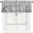 thumbnail image 1 of 1 Panel Winter Snowflakes Kitchen Valances for Window 54"x18" Christmas Falling Silver Snow Short Rod Pocket Xmas Tree Red Berry Curtain Valance for Bathroom Living Room Decor, 1 of 7