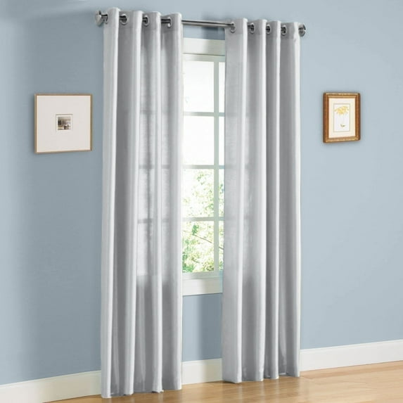 1 Panel faux silk curtain drapes with grommet 55" width by 108" Long curtain panels for any bedroom or patio door-non blackout semisheer panels Mira solid Color silver