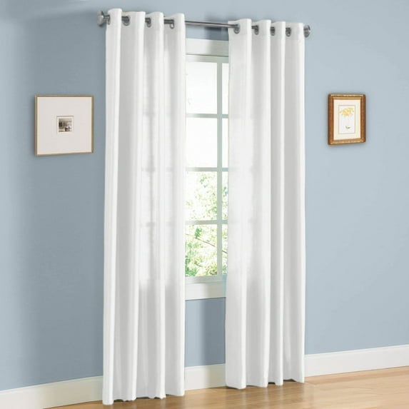 1 Panel faux silk curtain drapes with grommet 55" width by 108" Long curtain panels for any bedroom or patio door-non blackout semisheer panels Mira solid Color white