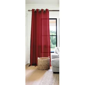 Gorgeous Home Linen 1 Piece Mira Faux Silk Semi-Sheer Bronze Grommet Curtain 55" x 95" Burgundy