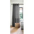 thumbnail image 1 of Gorgeous Home Linen 1 Piece Mira Faux Silk Semi-Sheer Bronze Grommet Curtain 55" x 95" Charcoal Gary, 1 of 5