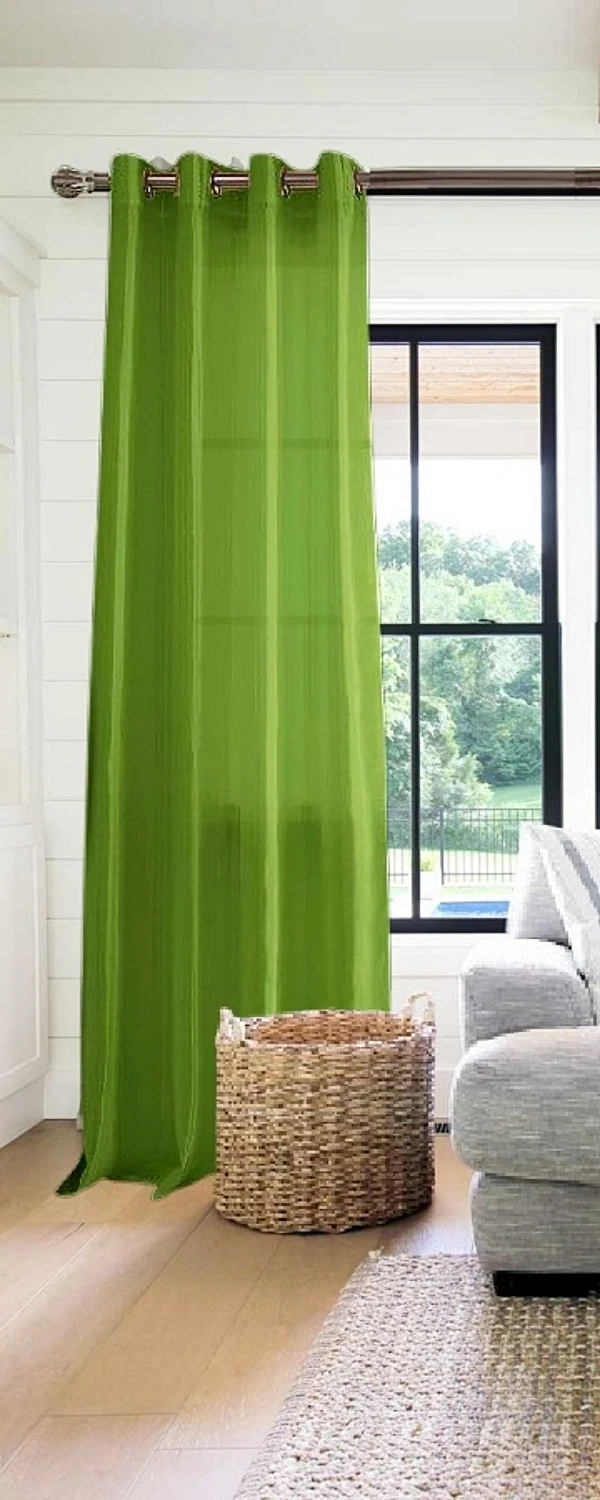 Gorgeous Home Linen 1 Piece Mira Faux Silk Semi-Sheer Bronze