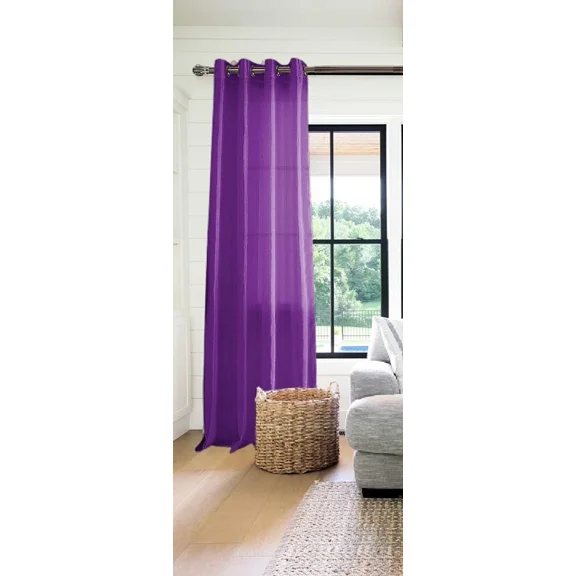 Gorgeous Home Linen 1 Piece Mira Faux Silk Semi-Sheer Bronze Grommet Curtain 55" x 95" Purple