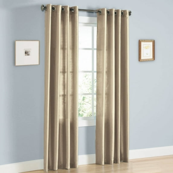 1 Panel faux silk curtain drapes with grommet 55" width by 95" Long curtain panels for any bedroom or patio door-non blackout semisheer panels Mira solid Color taupe