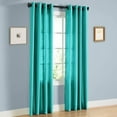 thumbnail image 1 of 1 Panel faux silk curtain drapes with grommet 55" width by 95" Long curtain panels for any bedroom or patio door-non blackout semisheer panels Mira solid Color teal, 1 of 2