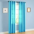 thumbnail image 1 of 1 Panel faux silk curtain drapes with grommet 55" width by 95" Long curtain panels for any bedroom or patio door-non blackout semisheer panels Mira solid Color turquoise, 1 of 2
