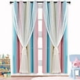 thumbnail image 1 of BSHAPPLUS Curtains Blackout Curtains for Bedroom with White Sheer Layered Curtain 52x84 inches for Kids Bedroom Living room, 1 Panel, Blue and Yellow, 1 of 8