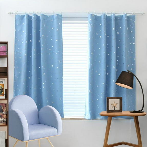 1 Panels Kids Children Bedroom Stars Curtain Panel Blackout Eyelet Window Drape