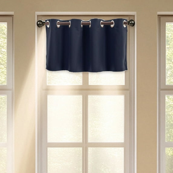 1 Panels Navy Kitchen Curtains 36 Inch Length Tier Curtains, Faux Linen Textured Small Cafe Curtains, Light Filtering Short Window Curtains for Bathroom Basement, 30x36 inch, 1PCS