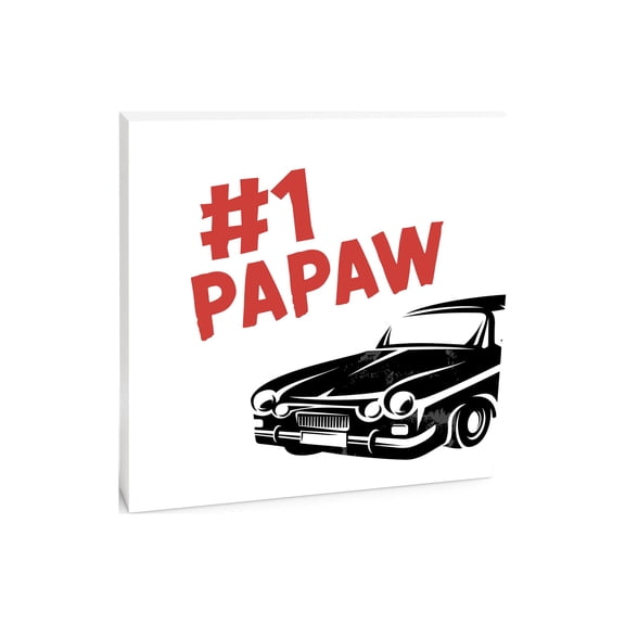 #1 Papaw Red Name Black Car 10 x 10 Wood Tabletop Sign Plaque