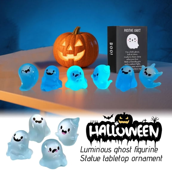 1 Paris(6pcs)Glow in The Dark Halloween Figurines - Random Blind Box Mini Resin Ornaments, Cute Collectible Decor for Desktop/Shelf & Party Displays
