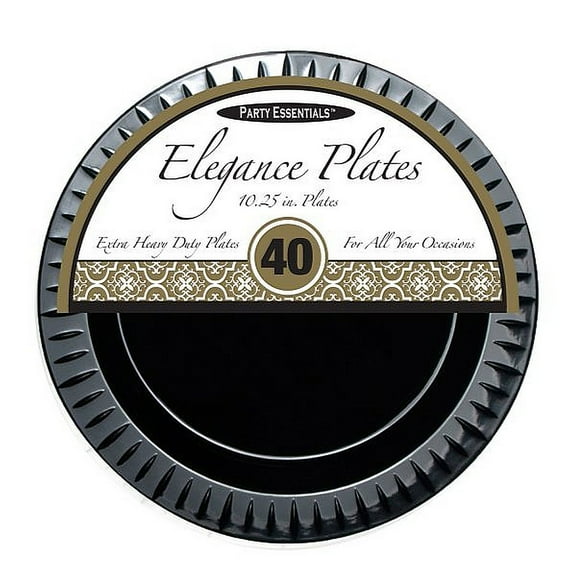 1 - Party Essentials 10.25" Elegance Dinner Plates - Black 40 Ct.