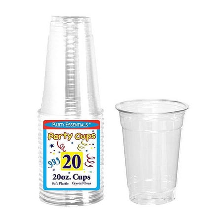 1 - Party Essentials 20 Oz. Soft Plastic Cups - Clear 20 Ct.