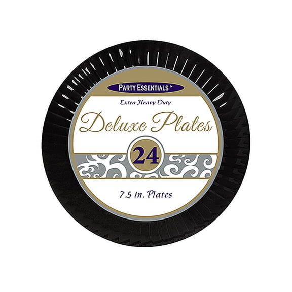1 - Party Essentials 7.5" Deluxe Salad Plates - Black 24 Ct.
