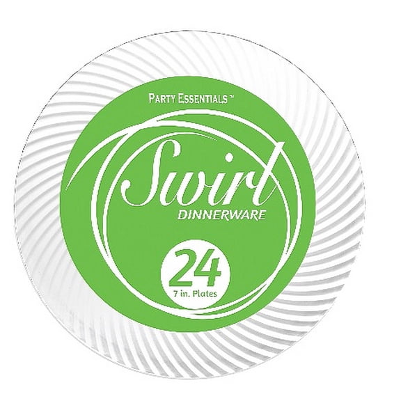 1 - Party Essentials 7" Swirl Plates - Clear 24 Ct.