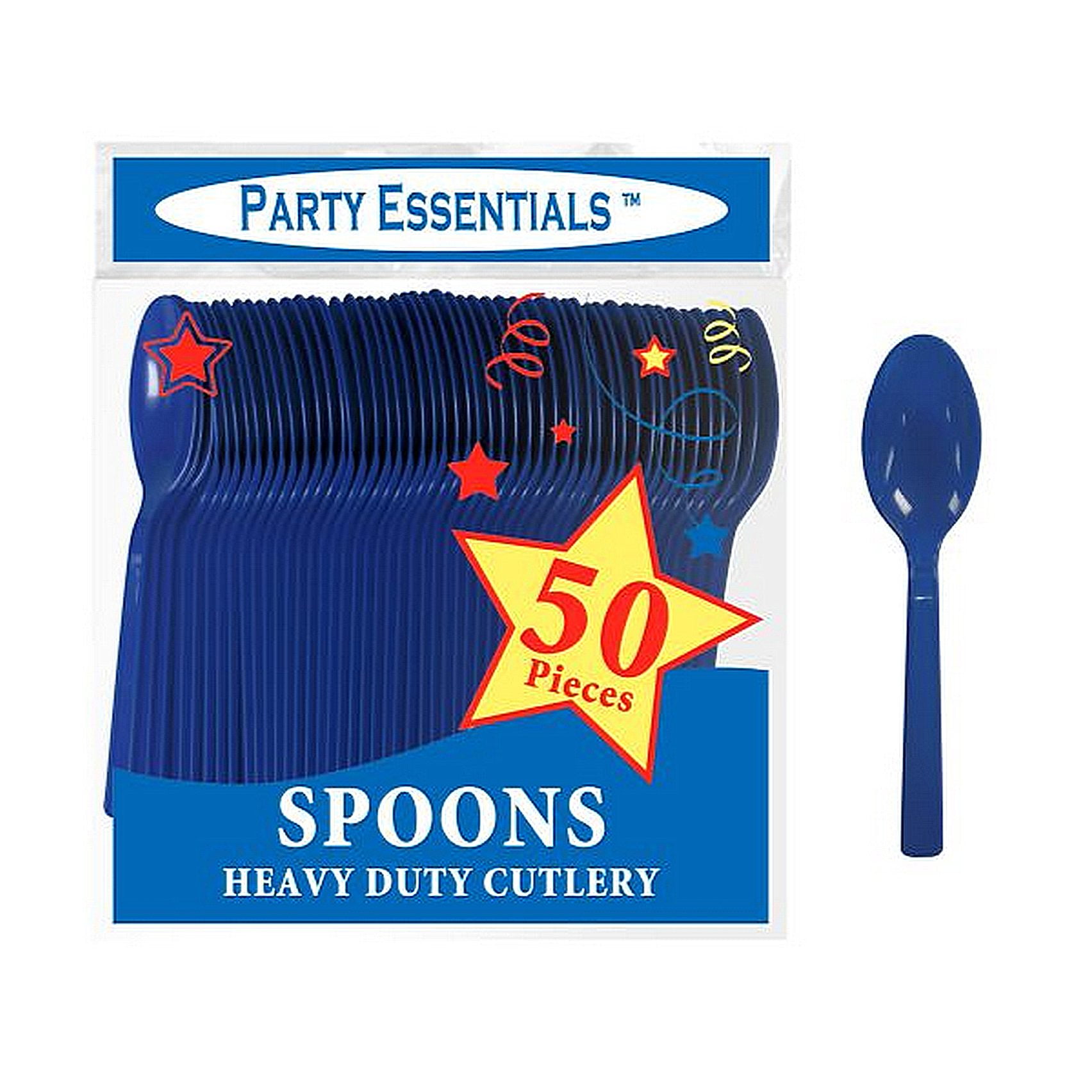 1 Party Essentials Royal Blue Medium Weight Plastic Spoons 50 Ct.
