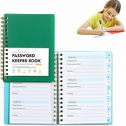Under $1 Password Notebook, Spiral Password Book - Alphabetical Log for Internet Accounts & Addresses, Compact & Portable Design, Internet Password Organizer, Green, by Goohae