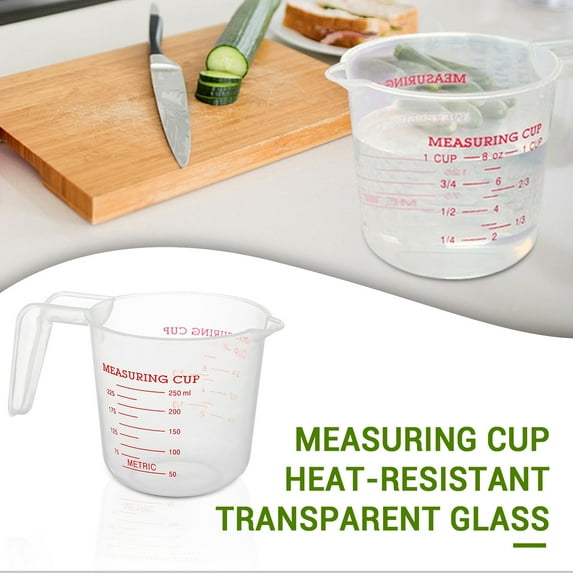 1 Pc 1 Cup 250ml Plastic Measuring Cup, Clear Measuring Cup for Liquids, Stackable Measuring Cup, Clear Kitchen Measuring Tool Stackable Liquid Measuring Cup for Kitchen Use, White