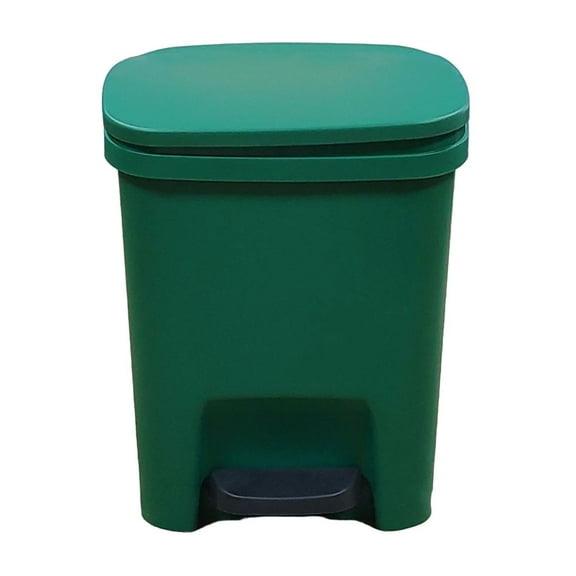 1 Pc 10 L Trash Can Plastic Kitchen Waste Bin with Odor Protection of Lid | Hands Free with Step On Foot Pedal and Garbage Bag Rings, 9.64x9.45x11.8 Inch, Green