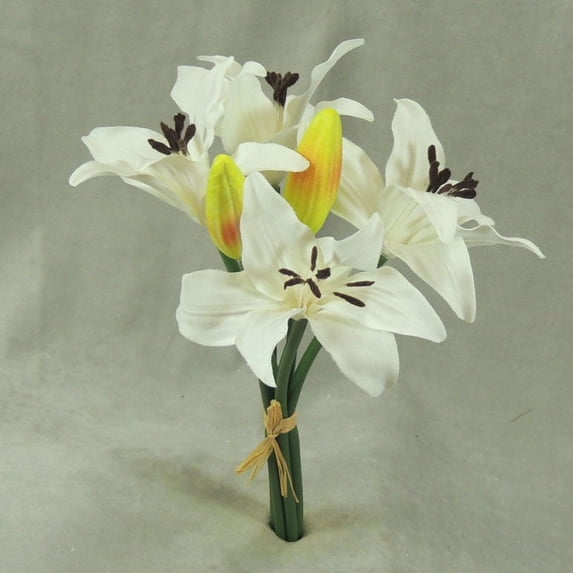1 Pc, 11.5 Inch Tiger Lily Bundle w/4 Blooms Perfect For Decorations, Bridal Showers/Wedding Bouquets & Centerpieces - Cream
