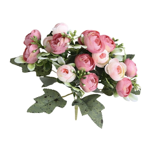 1 Pc 12.2" Artificial Silk Peony Bouquet, 15-Head Fake Ranunculus Flowers for Baby Shower Table, Light Pink