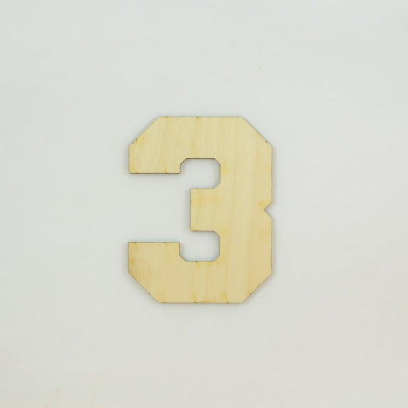 1 Pc, 12 Inch X 1/4 Inch Thick Collegiate Font Wood Numbers 3 Easy To Paint Or Decorate For Indoor Use Only