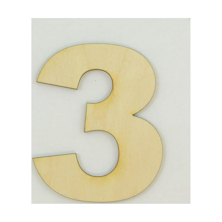 1 Pc, 12 Inch X 1/8 Inch Wood Numbers 3 In The Arial Font Great For Craft  Project & Different Decor 
