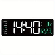 1 Pc 15.6inch Large LED Wall Clock with Timer Countdown Function, Date, Dual Alarm Clock, Time 12/ 24h, Temperature Display, 10 Level Brightness Adjustable, Memory Function, Including 2M Cable