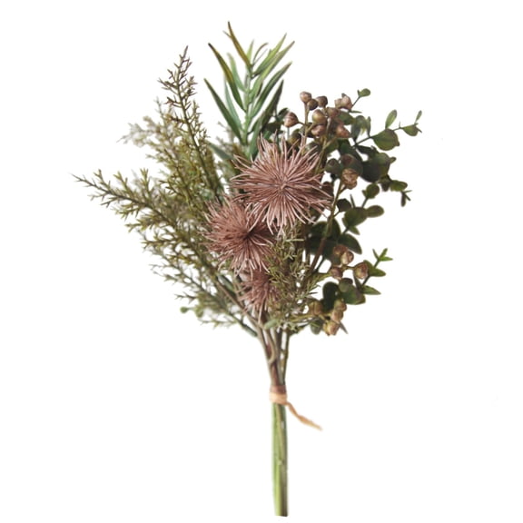 1 Pc 15.7" Artificial Fall Greenery Bush, Faux Brown Silk Fern Wheat Grass Bundle for Thanksgiving Dinner Table Centerpiece Decoration (No Vase)