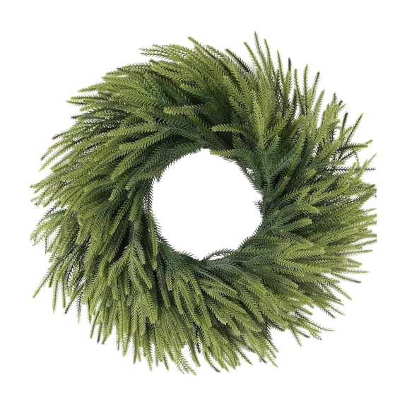 1 Pc 16" Mini Pine Artificial Christmas Wreath Norfolk Pine Wreath for Front Door, Real Touch Norfolk Pine Wreath Artificial Green Wreath Holiday Decoration for Home Decor, Green