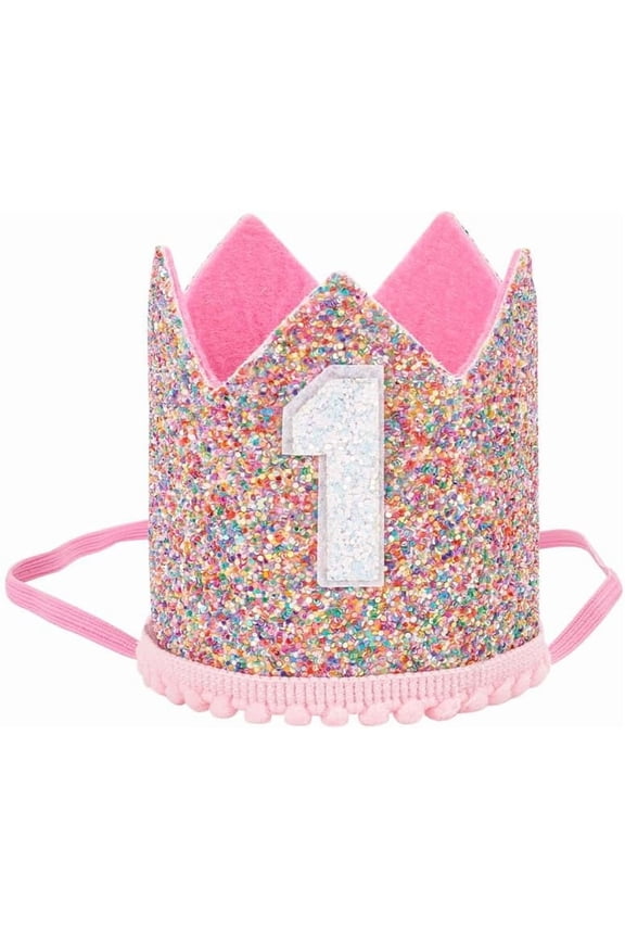 1 Pc 1st Birthday Headband Birthday Rainbow Hat Cloth Glitter Birthday Headband Birthday Photo Props Birthday Decoration
