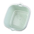 thumbnail image 1 of 1 Pc 2 in 1 Kitchen Colander Set with Bowl Strainer Plastic Fruits and Vegetable Washing Basket,Dishwasher Friendly Double Layered Drain Basin for Salad Berry Cleaning Mixing, 9.1"x8.3", Green Large, 1 of 9