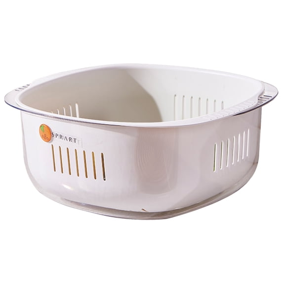 1 Pc 2 in 1 Kitchen Colander Set with Bowl Strainer Plastic Fruits and Vegetable Washing Basket Double Layered Drain Basin for Pasta Salad Berry Cleaning Mixing, 10.04"x8.86"x4.13", White