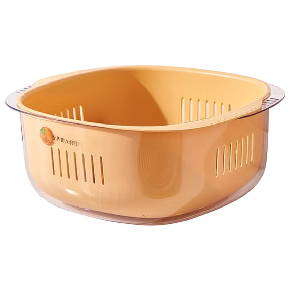 1 Pc 2 in 1 Kitchen Colander Set with Bowl Strainer Plastic Fruits and Vegetable Washing Basket Double Layered Drain Basin for Pasta Salad Berry Cleaning Mixing, 11.22"x10.24"x4.72", Orange