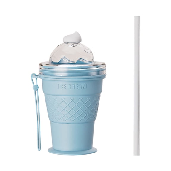 1 Pc 2-In-1 Collapsible Silicone Ice Ball Maker Cup, Reusable Portable Ice Sphere Mold with Straw and Lid, 3.46-6.29 inch Leakproof Travel Tumbler for Coffee, Juice and More