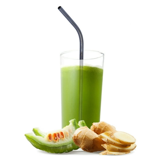 Reusable Stainless Steel Drinking Straw 215x6mm Curved Black Straw for Tumblers and Cups