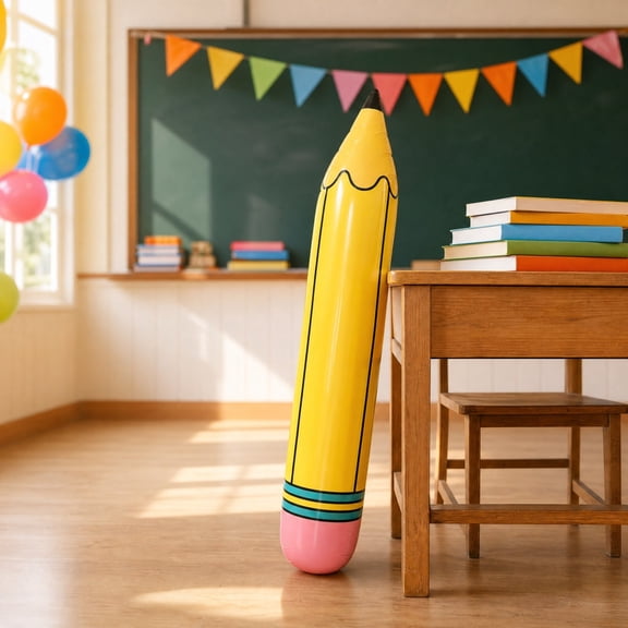 1 Pc 26.7 Inch Inflatable Pencils, Large Inflatable Crayons Blow Up Pencil, Graduation Party Decoration, Welcome Back to School Pencil Balloons for Classroom Garden Birthday Party Decorations
