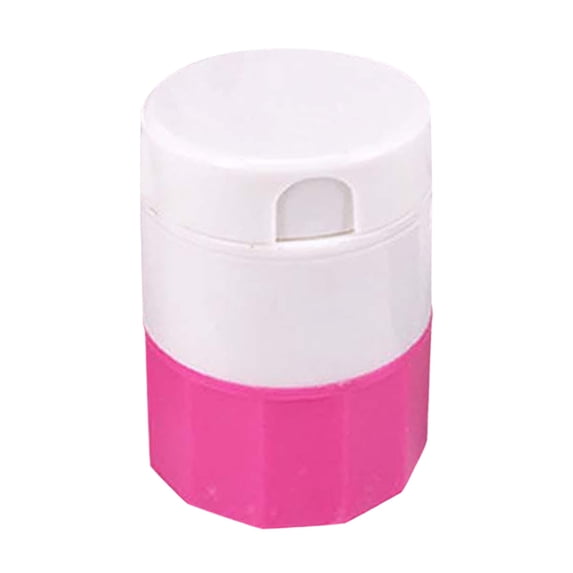 1 Pc 3 in 1 Pill Cutter & Crusher with Storage Pill Organizer with Pill Splitter Compact Pill Splitter with Stainless Blade Powder Grinder & Travel Cup, 1.57x2.52 Inch, Pink