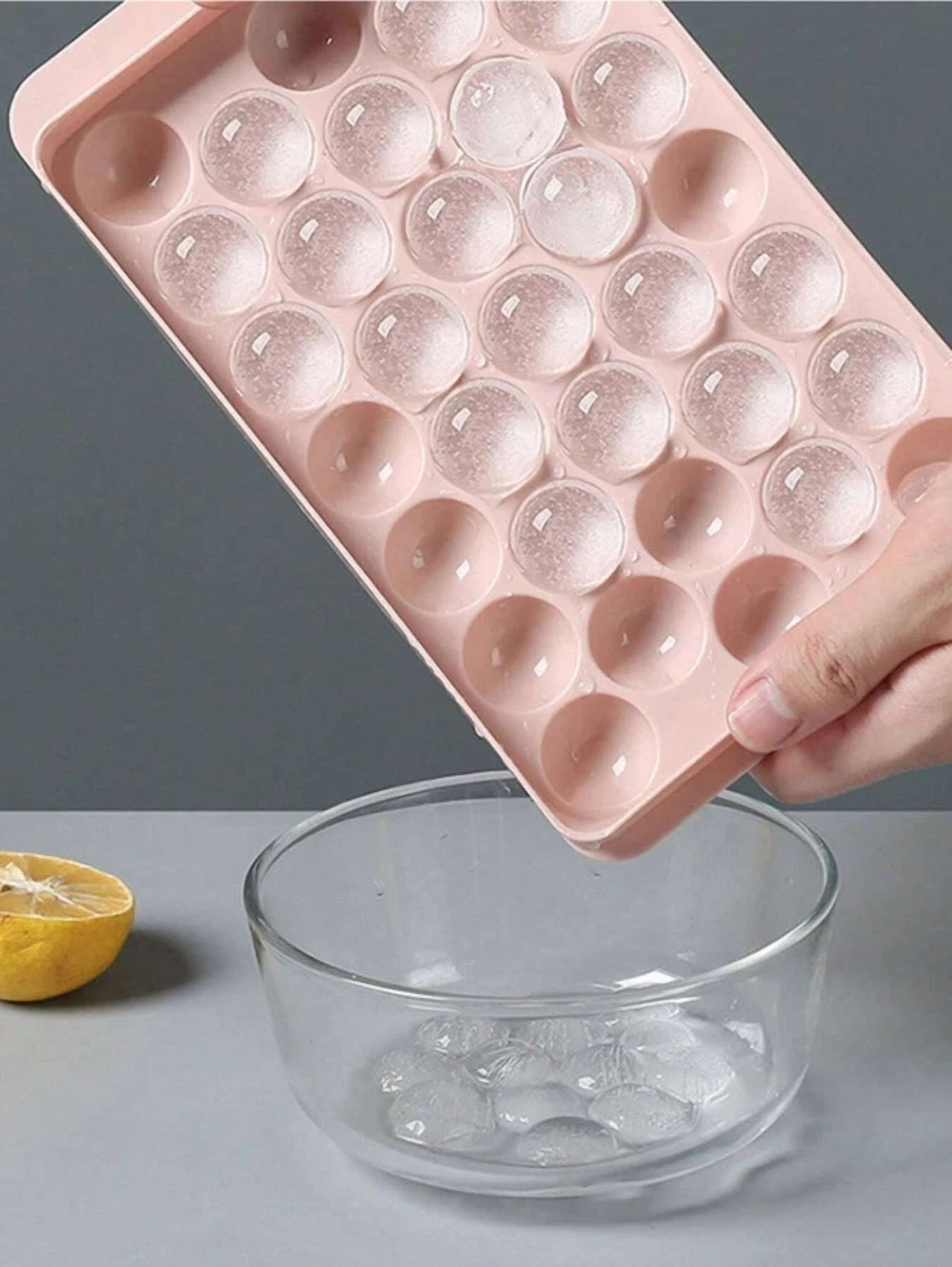 1 Pc 33-Cavity Round Ice Cube Tray - With Lid, Ball-Shaped Ice Maker For Freezer