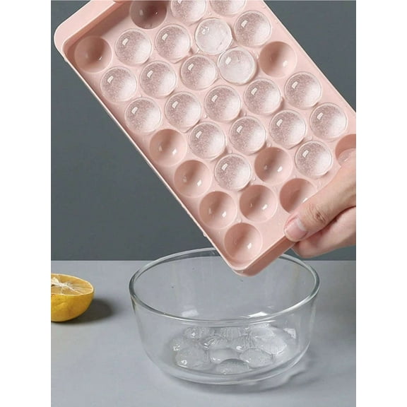 1 Pc 33-Cavity Round Ice Cube Tray - With Lid, Ball-Shaped Ice Maker For Freezer